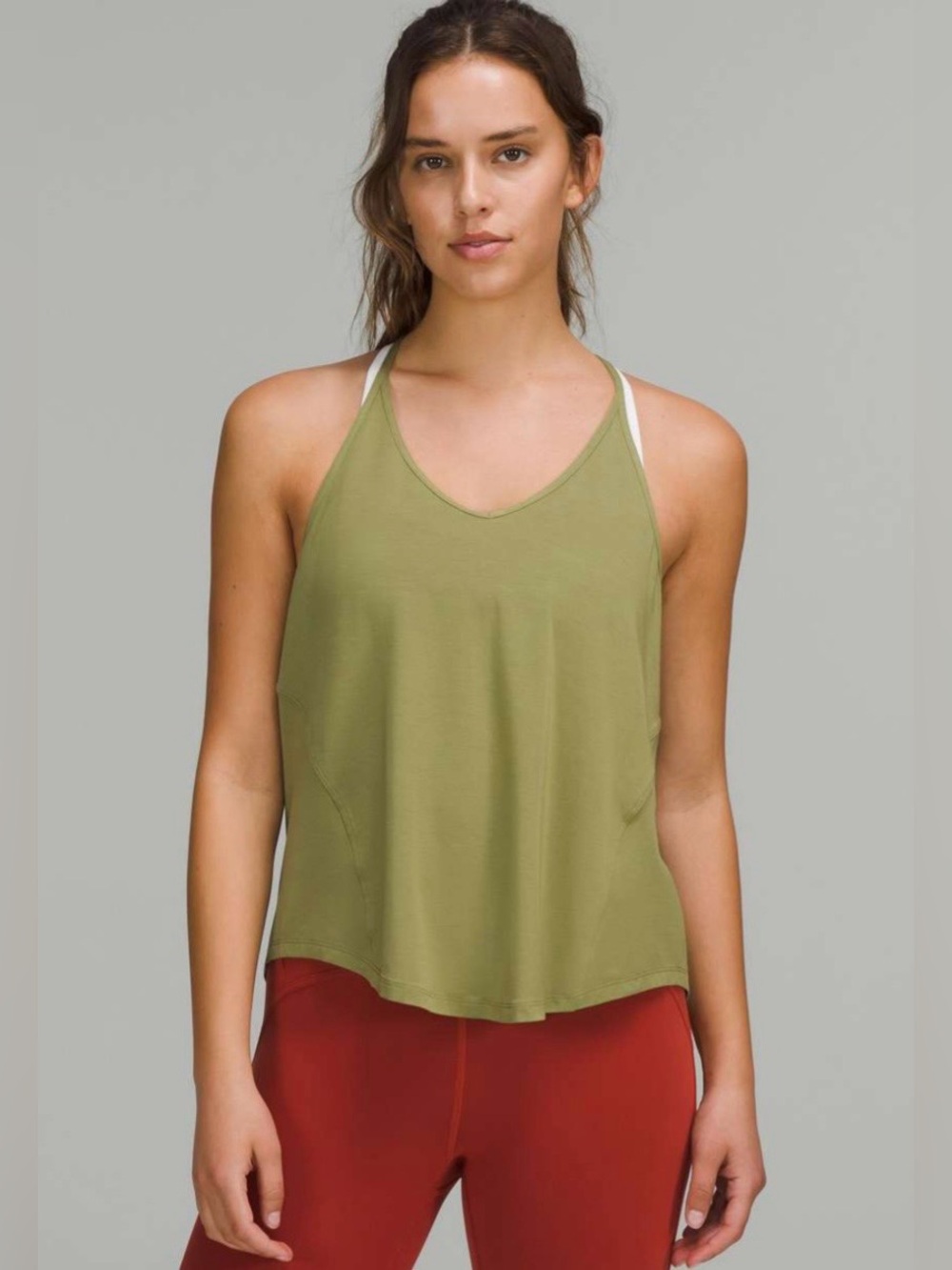 Lululemon Modal Silk Yoga Tank Top in Bronze Green | Size 2 or XS